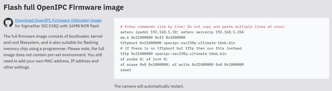 Flashing commands