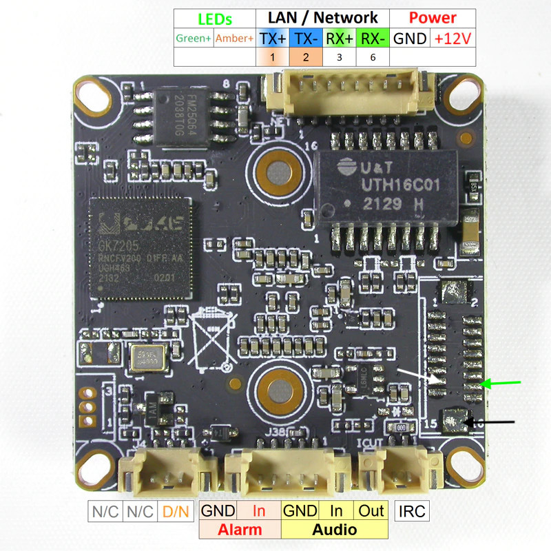Розпіновка роз'ємів OpenIPC-камери SSC30KQ